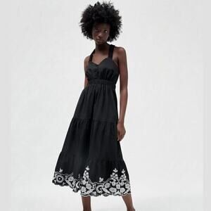 ZARA Midi Dress with Cross Straps NWT